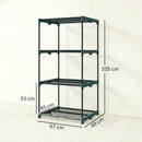 Portapiante a 4 Livelli Aperti 67x49x105 cm in Acciaio e Plastica Verde Scuro      