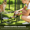 Recinto per Cani da Esterno 244x122x183 cm con Tetto in Tessuto Oxford Anti-UV Impermeabile 2 Ciotole in Acciaio Verde      