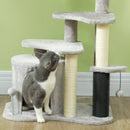 Albero Tiragraffi per Gatti con Casetta Ripiani e Letto 60x39x87 cm in Peluche e Sisal Grigio 