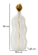 Vaso Uma 19,5x10x50 cm in Ceramica Bianco e Oro      