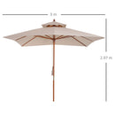Ombrellone da Giardino 3x3 m Palo Ø48 mm in Bambù Doppio Tetto Crema 