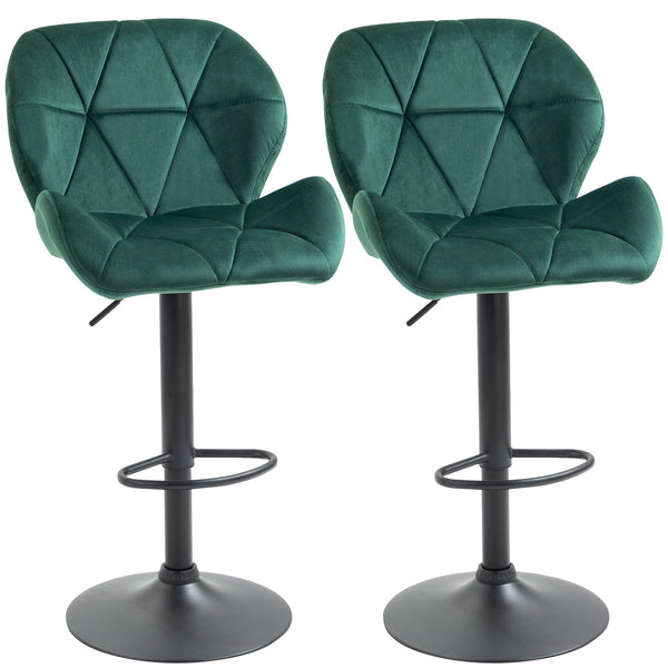 Set 2 Sgabelli da Bar 51,5x57,5x93-114,5 cm in Tessuto Effetto Velluto Verde sconto