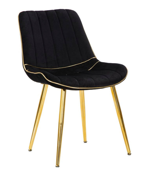 Set 2 Sedie Imbottite 51x59x79 cm in Poliestere Paris Nero e Oro prezzo