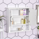 Mobiletto da Parete 2 Ante con Ripiano in Legno Bianco 60x19.8x58 cm 