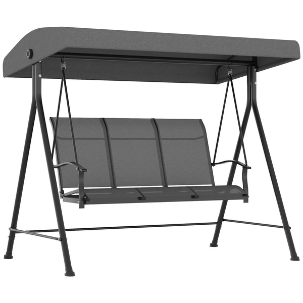 sconto Dondolo da Giardino 3 Posti 195x118x170 cm con Tettuccio Parasole Regolabile Grigio Scuro