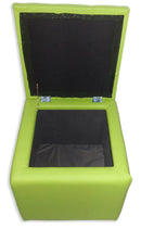 Cubo Pouf Contenitore in Similpelle e Cristalli Renier Verde