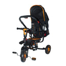 Triciclo Passeggino Seggiolino Reversibile Sedile in Pelle Nero