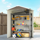 Casetta Box Porta Attrezzi da Giardino 136x87x179 cm Superficie 1.1m² con Porta Scorrevole Bloccabile in Acciaio Marrone      