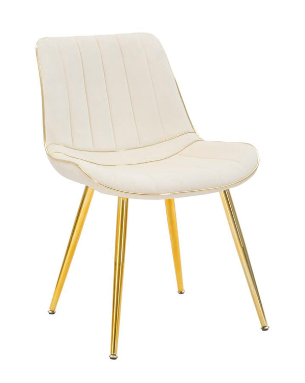 sconto Set 2 Sedie Imbottite 51x59x79 cm in Poliestere Paris Crema e Oro