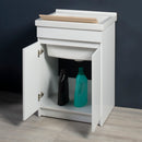 Mobile Lavatoio in Ceramica 2 Ante con Strofinatoio in Legno Massello 60x50x86A cm Grigio Cemento