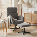 Poltrona Girevole 71x70x100-108 cm con Poggiapiedi con Poggiatesta Regolabile Funzione Dondolo in Velluto Grigio      