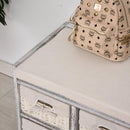 Cassettiera in Legno 80x37x45 cm con 5 Cassetti in Vimini  Beige