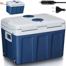 Frigorifero Elettrico Portatile 40L Caldo e Freddo Spina 230V e 12V Portatile con Ruote e Maniglia Blu      