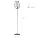 Lampada da Terra con Paralume in Metallo E27 Ø27,5x159 cm  Nera