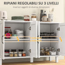 Mobile Multiuso 4 Ante 120x37x75 cm in MDF Bianco