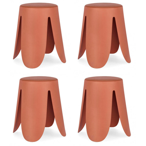acquista Set 4 Sgabelli Ø37x47 cm in Similpelle Imogen Terracotta