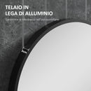 Specchio da Bagno Ovale da Parete 40x70x3 cm con Cornice Verticale o Orizzontale in Alluminio Nero      
