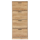 Scarpiera Salvaspazio 4 Ante a Ribalta 63x24x155h cm in Melaminico Venato a Rilievo Rovere