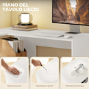 Scrivania Angolare Moderna 110x100x75 cm con Scaffale e Cassetto in Tessuto Bianco      