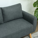 Divano 2 Posti 145x75x78 cm con Cuscini per Schienale  in Tessuto Effetto Lino Grigio  