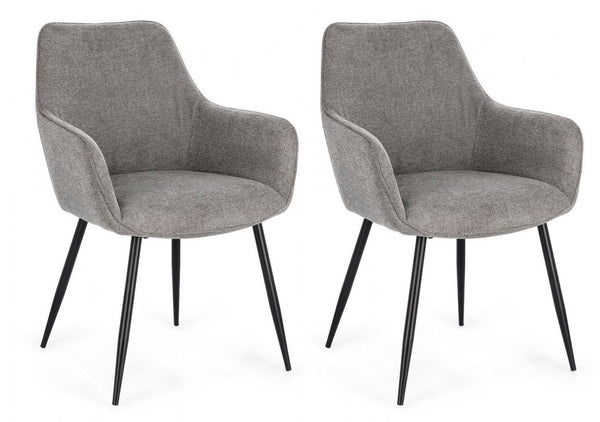 acquista Set 2 Sedie 58x63x85,5 cm Cora in Tessuto Nero e Grigio Scuro