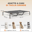 Lettino Brandina per Cani Grandi 152x94x23 cm Rialzato da Esterno in Acciaio e Rete Traspirante Grigio      