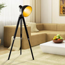 Lampada da Terra Tripode in Legno e Paralume in Metallo Altezza 102/152cm  Nero