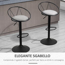Set 2 Sgabelli Bar con Schienale e Poggiapiedi Altezza Regolabile e Seduta Imbottita Grigio      