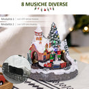 Villaggio Natalizio 20x19,5x20 cm con Trenino Girevole e Musicisti in Resina