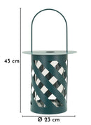 Lanterna Saturno Ottanio Twist Ø23x43 cm in Metallo e Vetro Verde acqua      