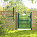 Cancello da Giardino in Acciaio 97x150 cm con Serratura 3 Chiavi Maniglia e 2 Pali in Acciaio Verde      