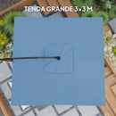 Ombrellone Decentrato da Giardino 300x325 cm Regolabile a 360° in Poliestere UV UPF 50+ Blu Chiaro      