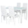 Set da Pranzo Tavolo con Piano in Vetro e 4 Sedie in Metallo e Similpelle  Bianco