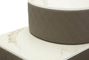 Toeletta Sharon Grigia con Puff Gambe Argento 120x40x75 cm in Pino e MDF e Metallo e Plastica      