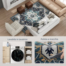 Tappeto Boho Antiscivolo e Lavabile 230x160 cm a Pelo Corto in Effetto Cashmere Blu  