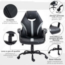 Sedia da Gaming Girevole Reclinabile 63x70x104-112 cm in Similpelle Nero e Grigio