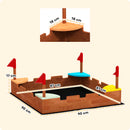 Sabbiera per Bambini 90x90x17 cm con 4 Sedute Angolari in Legno di Abete Multicolore 