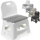 Sgabello Multiuso 32x25x42H cm Sedia con Schienale Salvaspazio Pieghevole in PU Colori Assortiti      