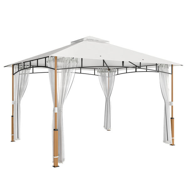 prezzo Gazebo da Giardino 360x300x275 cm Tetto Doppio in Metallo e Poliestere UPF50+ con Rete Crema