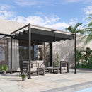 Pergola da Esterno 3x2,1 m con Tettuccio Retrattile in Metallo e Poliestere Nero      