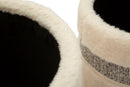 Puff con Contenitore Saint-moritz Crema Set 2 Pz Ø40x47 cm - Ø32x38 cm in MDF e Spugna e Poliestere Crema      