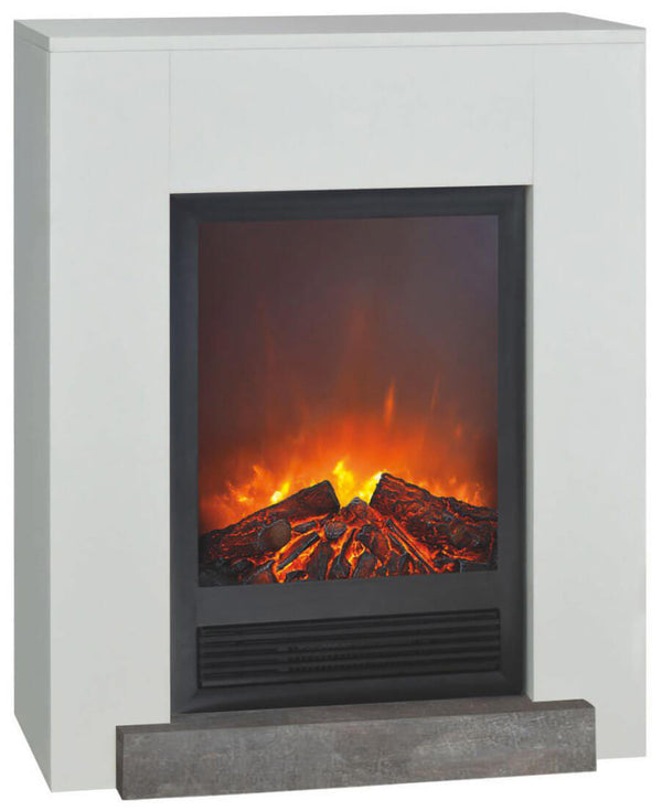 Camino Elettrico da Pavimento Effetto Fiamma 1200W Ruby Fires Hamar Elski Bianco sconto