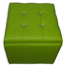 Cubo Pouf Contenitore in Similpelle e Cristalli Renier Verde