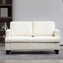 Divano 2 Posti Moderno 138x70x80 cm con Cuscini Rimovibili e Lavabili in Ciniglia Bianco Crema  