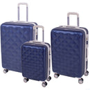 Set 3 Valigie Rigide Effetto Matelassé con Ruote Easy Roll Trolley Bagaglio da Viaggio Blu      
