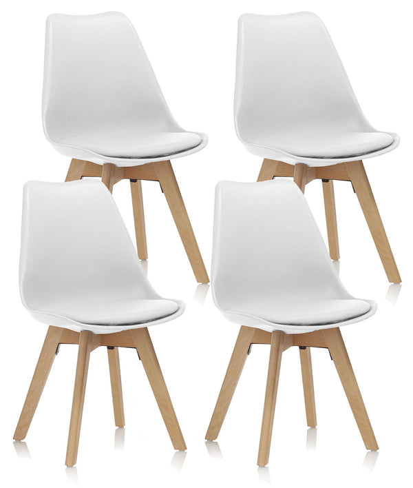acquista Set 4 Sedie 48,5x47x81,5 cm in Similpelle Bianco