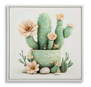 Stampa su Tela Laccata con Cornice Vasetto Cactus 40x2,8x40 cm in Pino e Tela e Plastica      