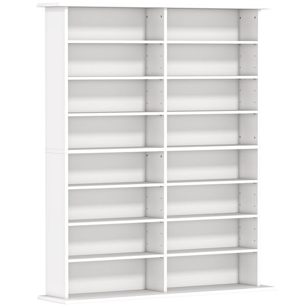 Mobile Libreria Porta CD 106,5x24x126,3 cm a 16 Ripiani Design Moderno in Legno Bianco online