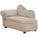 Cuccia Divano per Cani con Vano Contenitore 80x40x46 cm Rivestimento Morbido Beige 