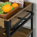 Carrello da Cucina 77x44,5x91 cm 3 Ripiani Portabicchieri e Ruote in Legno e Metallo 